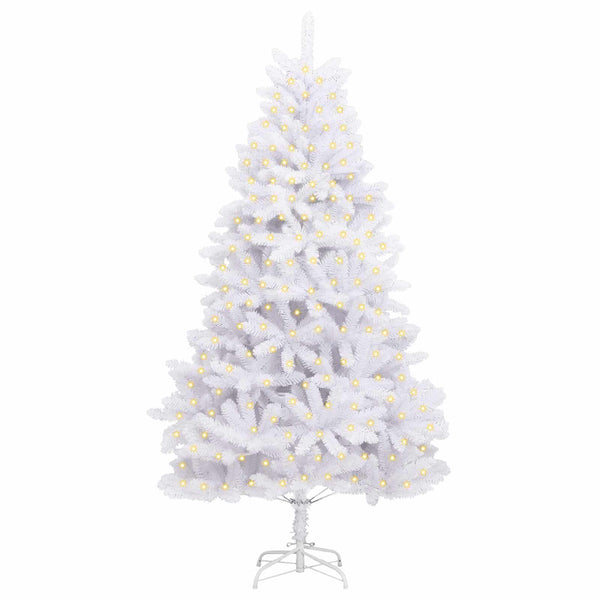 Tekojoulukuusi 300 LED-valoilla Valkoinen 180 cm PVC ja metalli