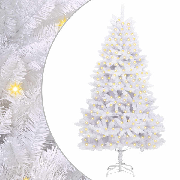 Tekojoulukuusi 300 LED-valoilla Valkoinen 210 cm PVC ja metalli