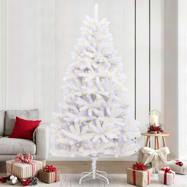 Tekojoulukuusi 300 LED-valoilla Valkoinen 240 cm PVC ja metalli