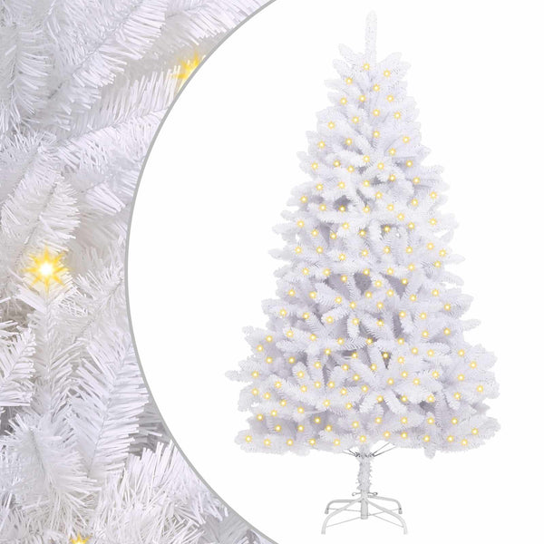 Tekojoulukuusi 300 LED-valoilla Valkoinen 240 cm PVC ja metalli