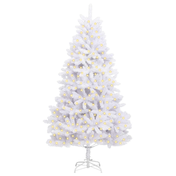 Tekojoulukuusi 300 LED-valoilla Valkoinen 240 cm PVC ja metalli