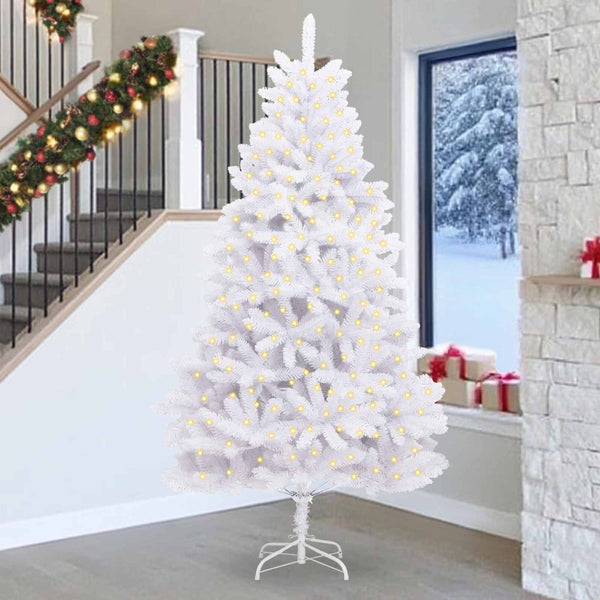 Tekojoulukuusi 300 LED-valoilla Valkoinen 270 cm PVC ja metalli