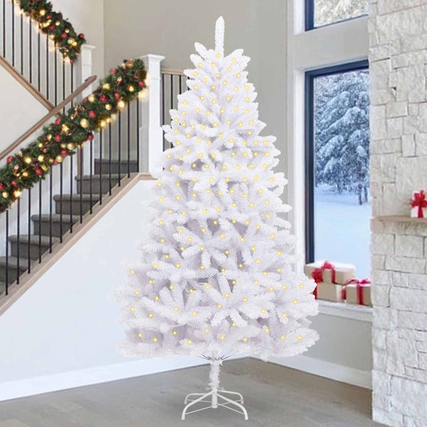 Tekojoulukuusi 300 LED-valoilla Valkoinen 300 cm PVC ja metalli