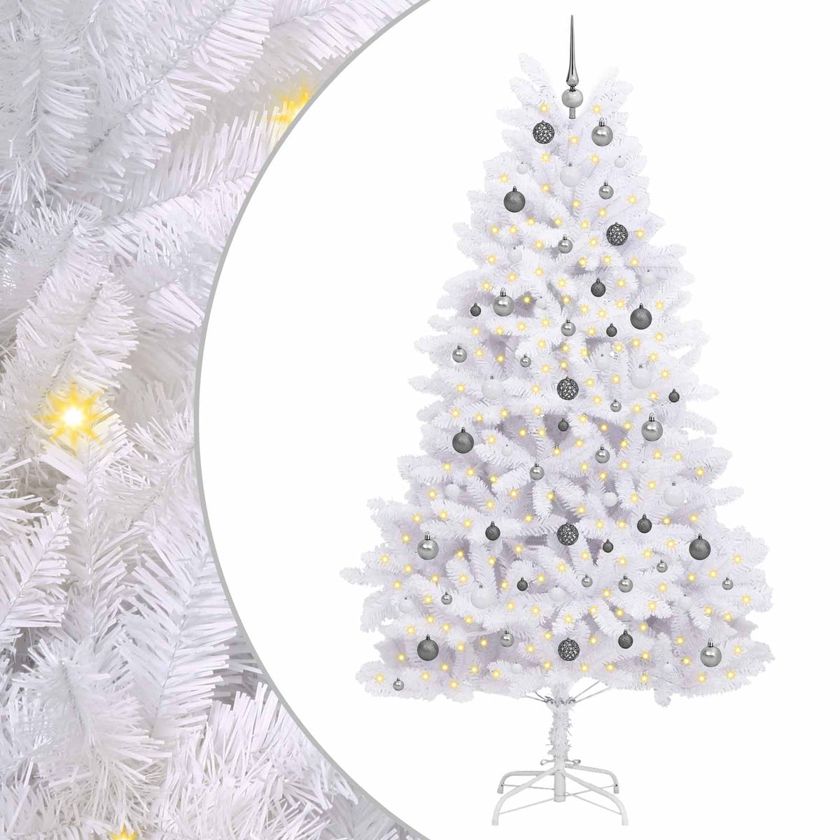 Tekojoulukuusi Valkoinen 120 x 120 x 240 cm PVC ja metalli