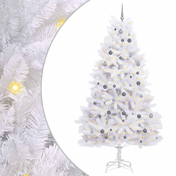 Tekojoulukuusi Valkoinen 128 x 128 x 270 cm PVC ja metalli