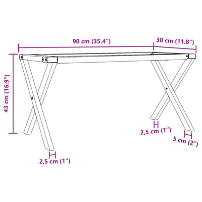 Sohvapöydän jalat X-muoto 90x30x43 cm valurauta