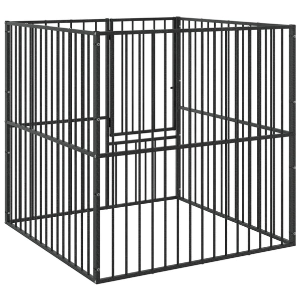 Musta koiranhäkki Hermihe (4 paneelia galvanoitu teräs)