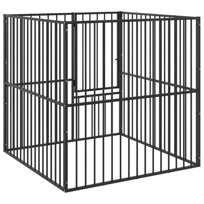Musta koiranhäkki Hermihe (4 paneelia galvanoitu teräs)