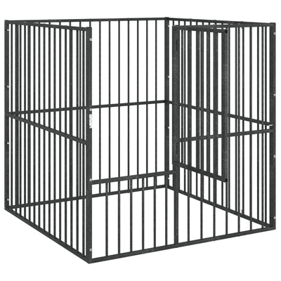 Musta koiranhäkki Hermihe (4 paneelia galvanoitu teräs)