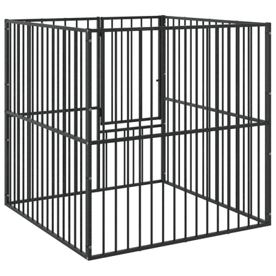 Musta koiranhäkki Hermihe (4 paneelia galvanoitu teräs)