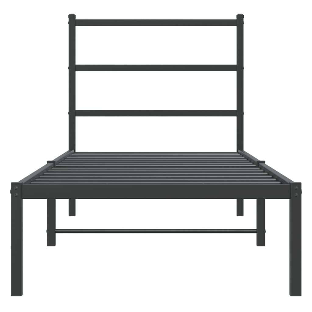 Musta metallinen sängynrunko päädyllä Mincu 75x190cm