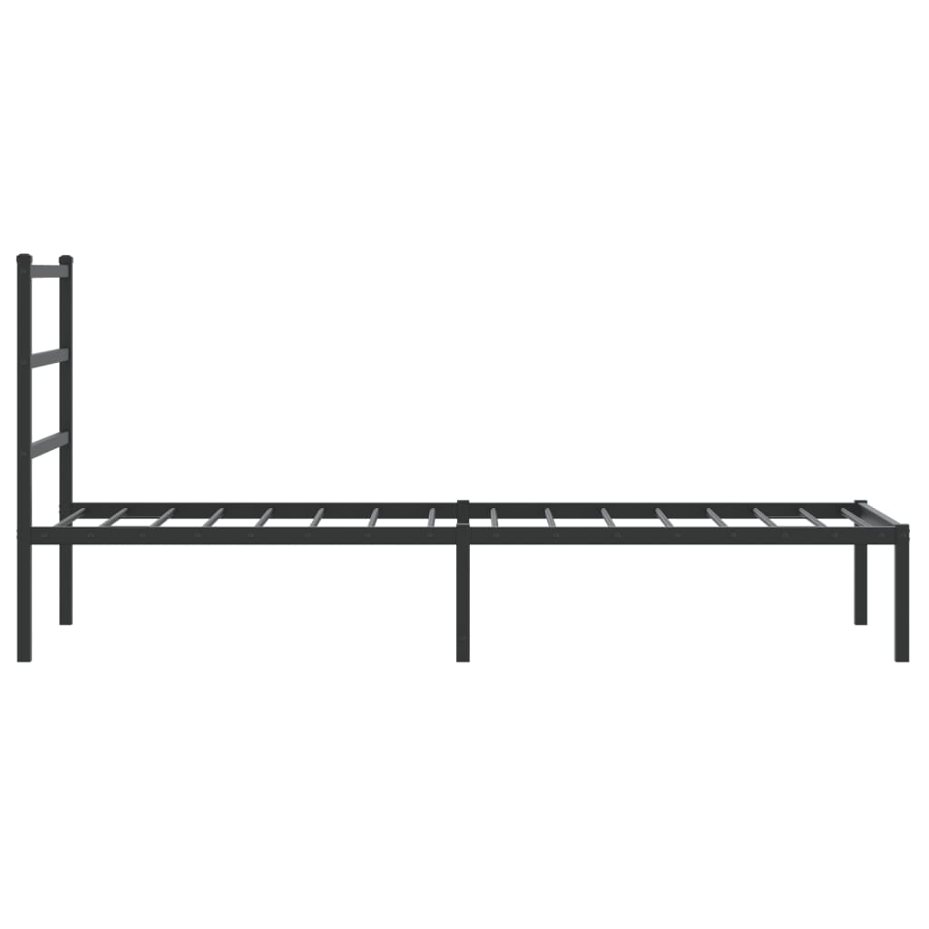 Musta metallinen sängynrunko päädyllä Mincu 75x190cm