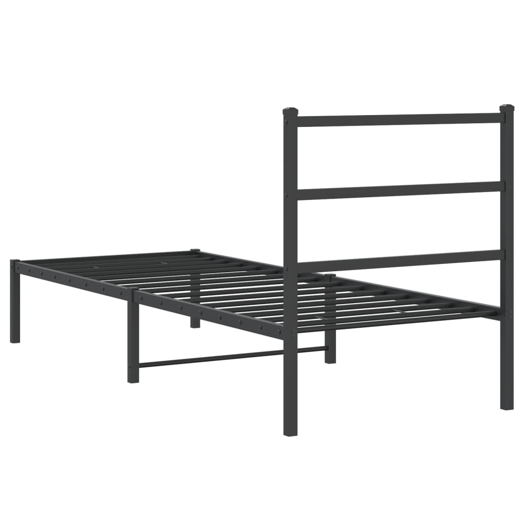 Musta metallinen sängynrunko päädyllä Mincu 75x190cm