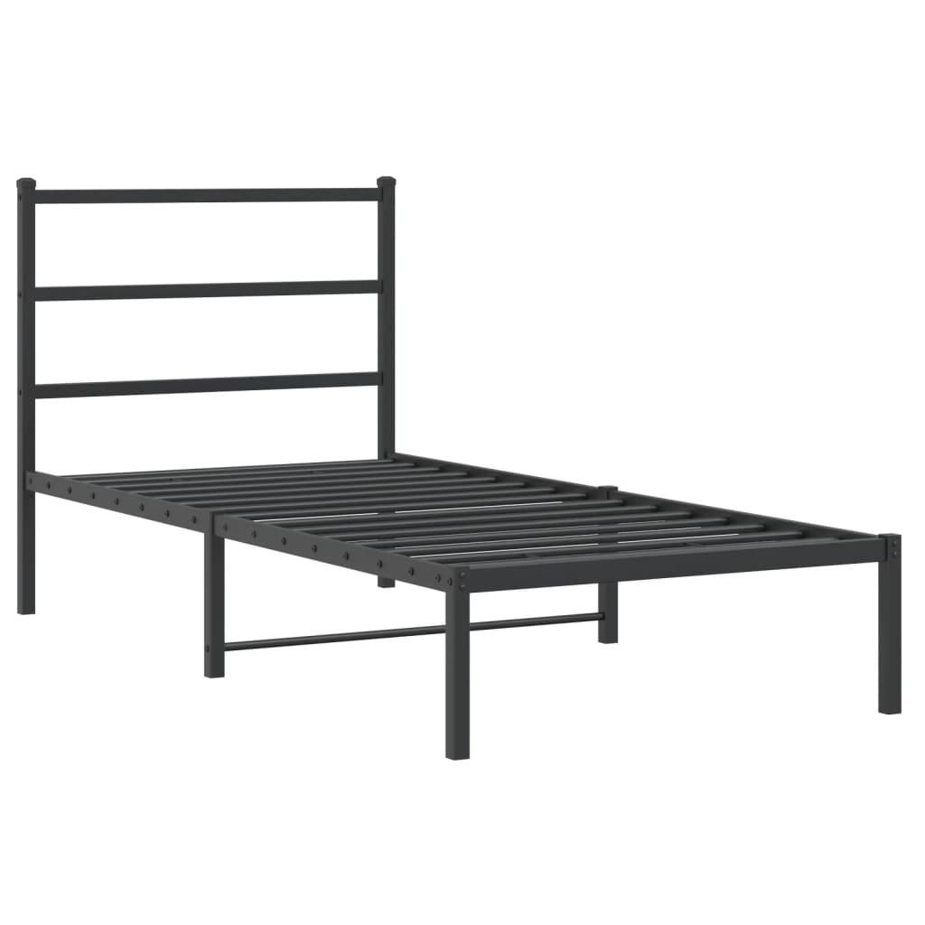 Musta metallinen sängynrunko päädyllä Mincu 90x190cm