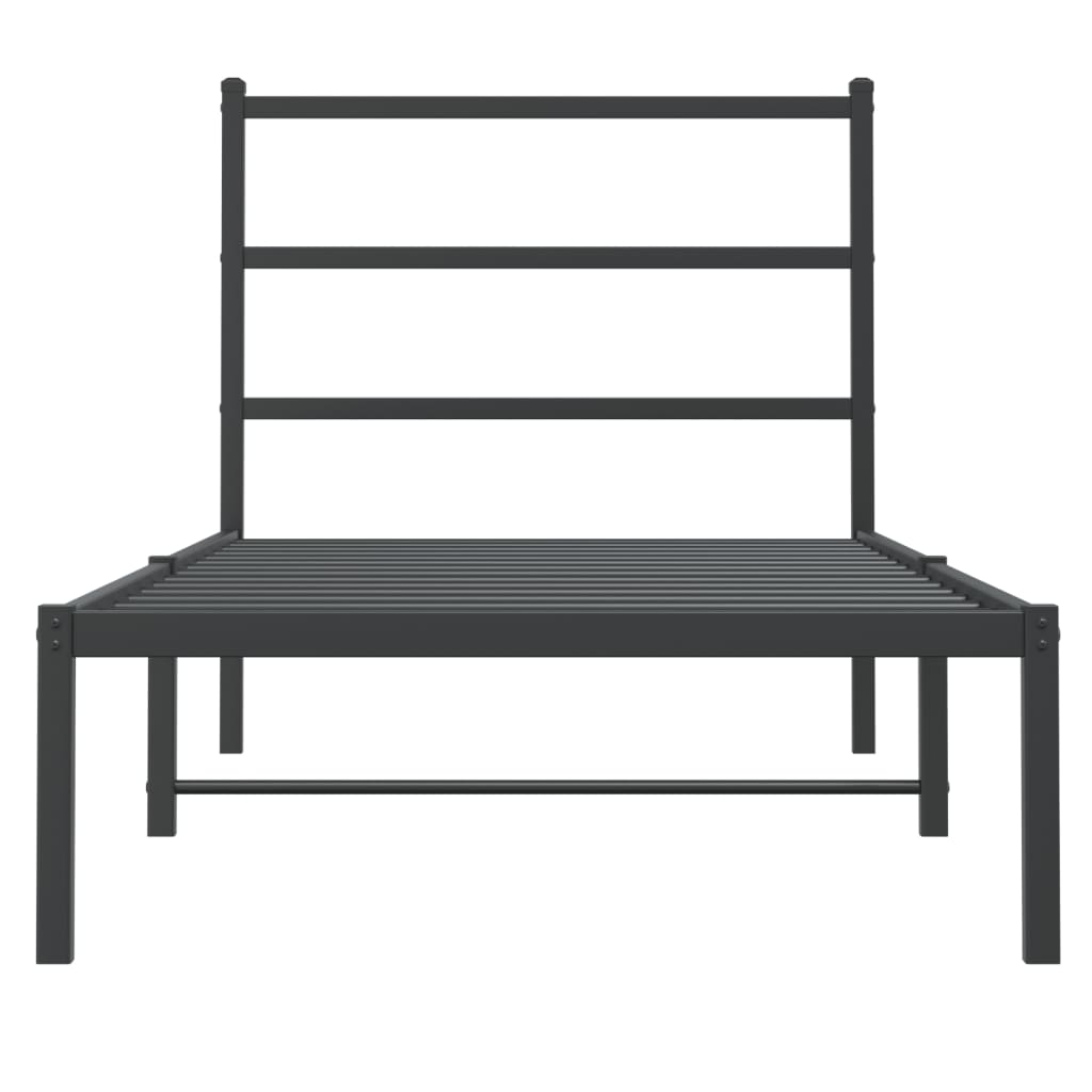 Musta metallinen sängynrunko päädyllä Mincu 90x190cm