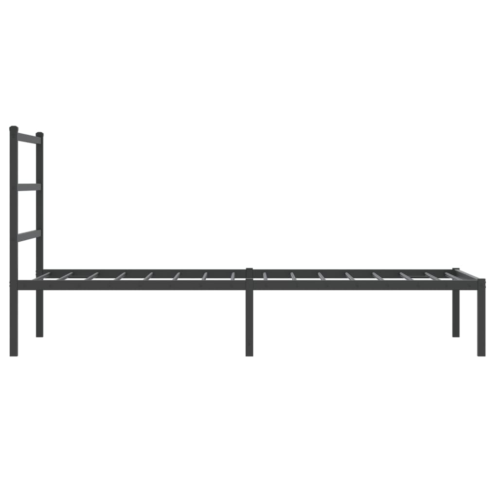Musta metallinen sängynrunko päädyllä Mincu 90x190cm