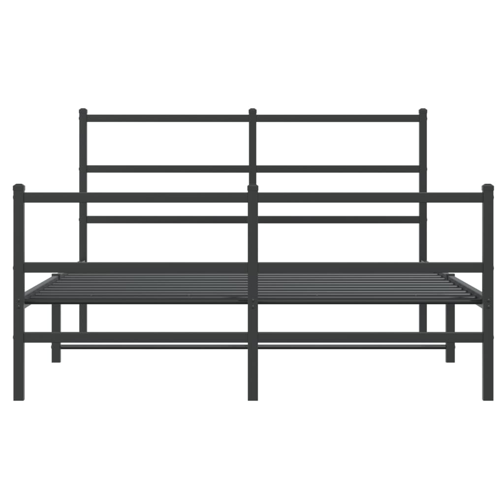 Musta metallinen sängynrunko päädyillä Mincu 135x190cm