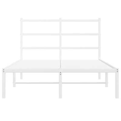 Valkoinen metallinen sängynrunko päädyllä Mincu 120x190cm