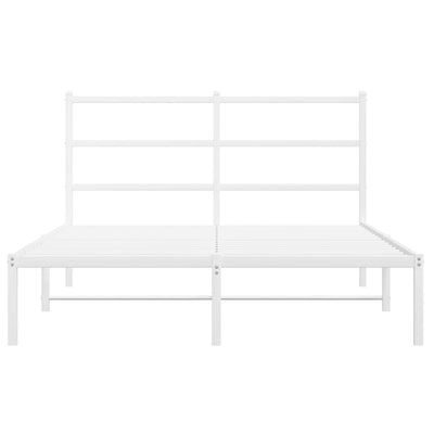 Valkoinen metallinen sängynrunko päädyllä Mincu 135x190cm