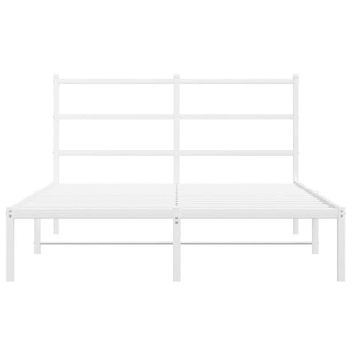 Valkoinen metallinen sängynrunko päädyllä Mincu 140x200cm