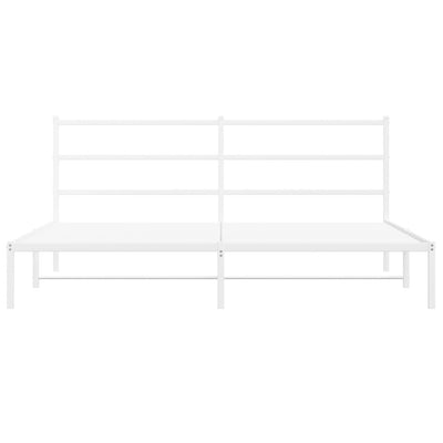 Valkoinen metallinen sängynrunko päädyllä Mincu 183x213cm