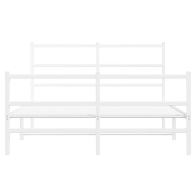 Valkoinen metallinen sängynrunko päädyillä Mincu 135x190cm