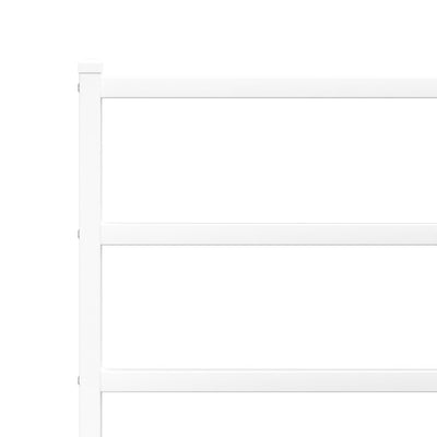 Valkoinen metallinen sängynrunko päädyillä Mincu 135x190cm