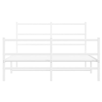 Valkoinen metallinen sängynrunko päädyillä Mincu 140x200cm