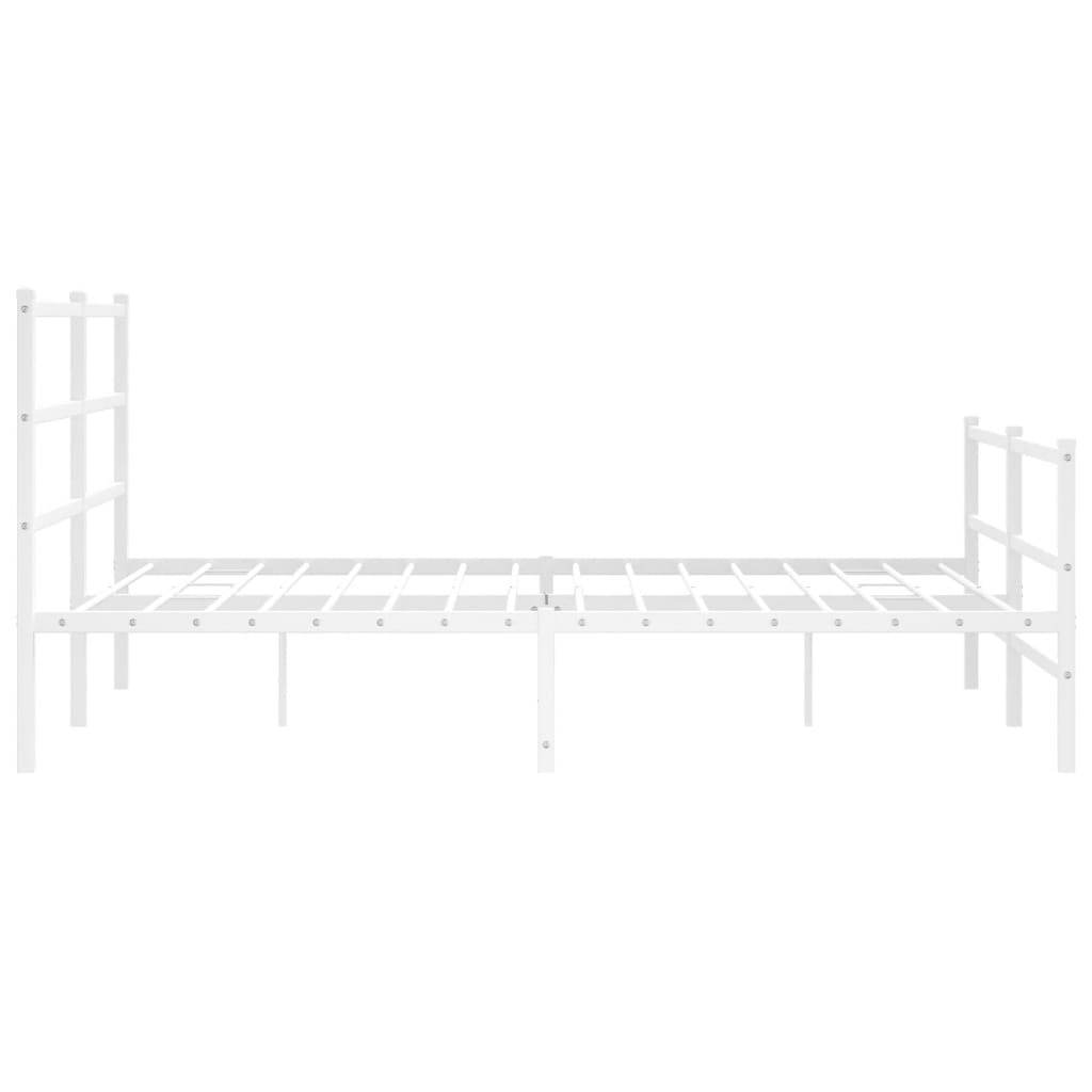Valkoinen metallinen sängynrunko päädyillä Mincu 150x200cm