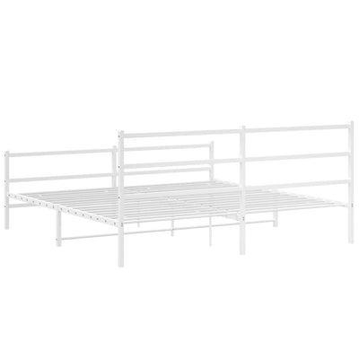 Valkoinen metallinen sängynrunko päädyillä Mincu 193x203cm