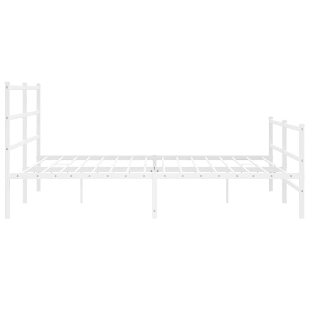 Valkoinen metallinen sängynrunko päädyillä Mincu 200x200cm
