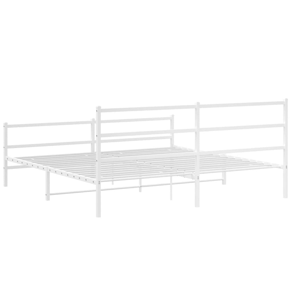 Valkoinen metallinen sängynrunko päädyillä Mincu 200x200cm