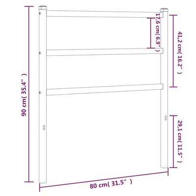 Metallinen sängynpääty valkoinen 75 cm