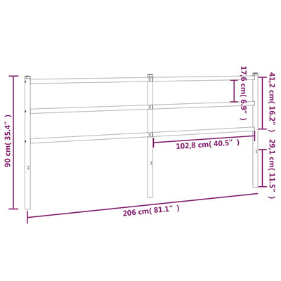 Metallinen sängynpääty valkoinen 200 cm