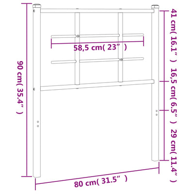 Metallinen sängynpääty musta 75 cm