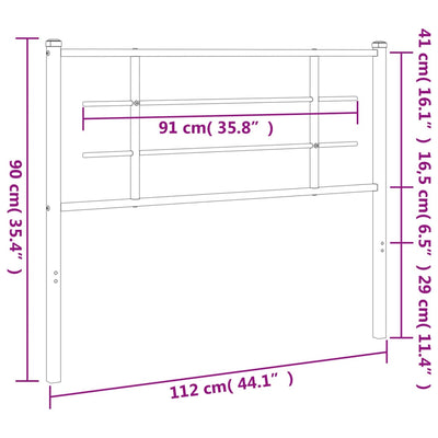Metallinen sängynpääty musta 107 cm
