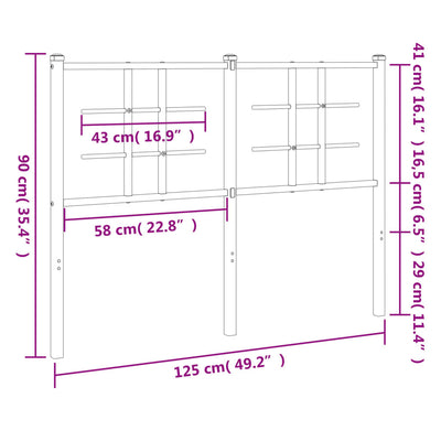 Metallinen sängynpääty musta 120 cm