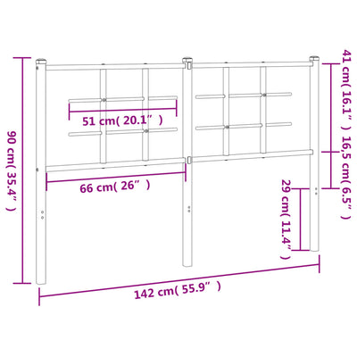 Metallinen sängynpääty musta 135 cm