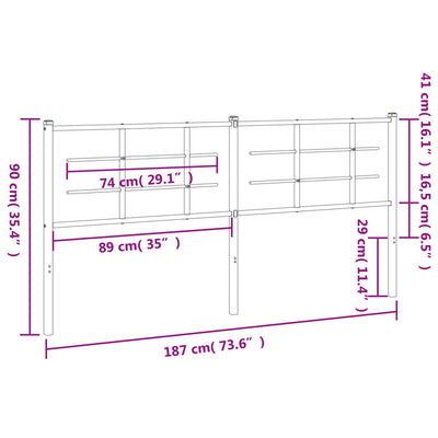 Metallinen sängynpääty musta 180 cm
