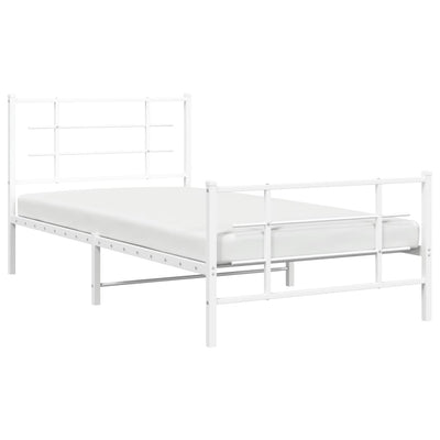 Valkoinen metallinen sängynrunko päädyillä Lucuta 107x203cm