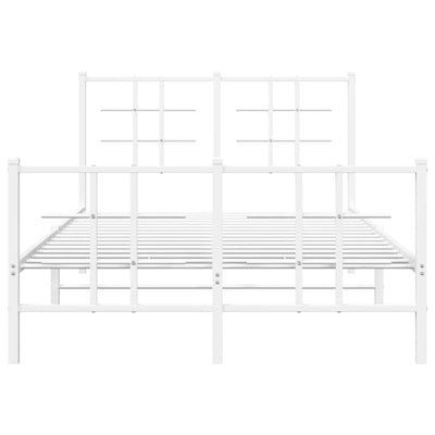 Valkoinen metallinen sängynrunko päädyillä Lucuta 120x200cm