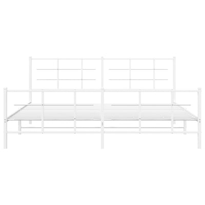 Valkoinen metallinen sängynrunko päädyillä Lucuta 200x200cm