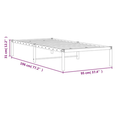 Musta metallinen sängynrunko Zebulon 90x190cm