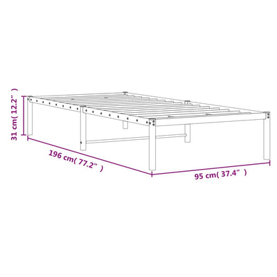 Valkoinen metallinen sängynrunko Zebulon 90x190cm