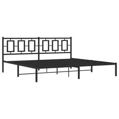 Metallinen sängynrunko päädyllä musta 200x200 cm