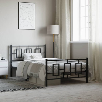 Musta metallinen sängynrunko päädyillä Albatros 107x203cm