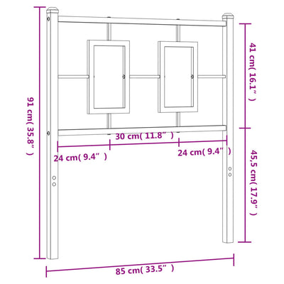 Metallinen sängynpääty musta 80 cm