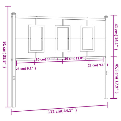 Metallinen sängynpääty musta 107 cm