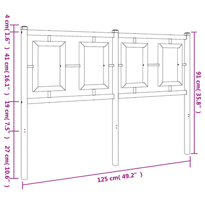 Metallinen sängynpääty musta 120 cm