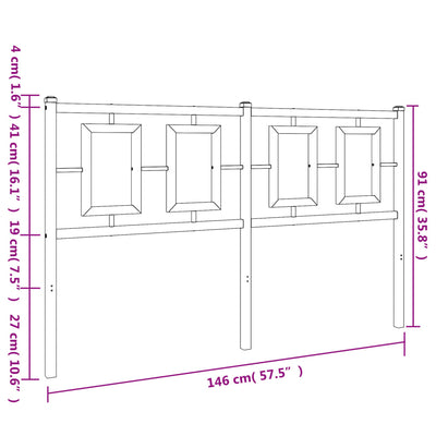 Metallinen sängynpääty musta 140 cm